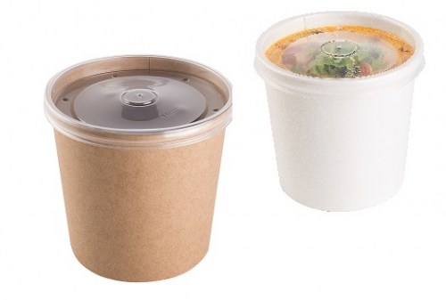 Soup Container + Transparent Lid (Χάρτινα Δοχεία Kraft με διάφανο καπάκι)